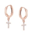 Sparkling Cross Silver Huggies Earring HO-2114